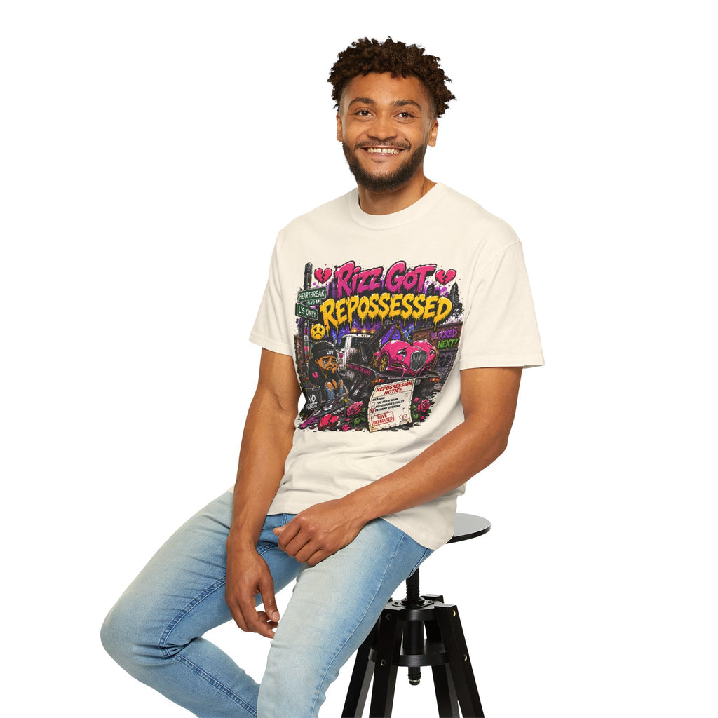 Repossession Comic Art T-Shirt — “Rizz Got Repossessed” Graphic Tee