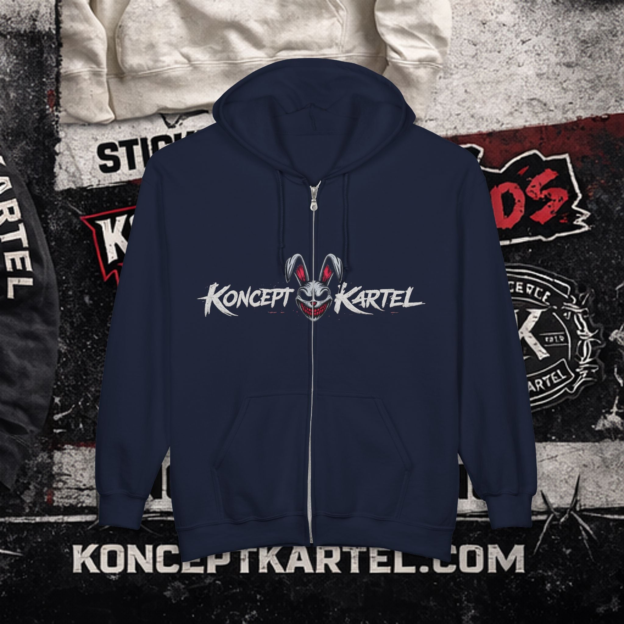 Zip Hoodie — Koncept Kartel 'Dirty Hands Clean Money' Graphic Zip-Up